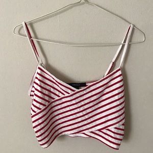 Red & White Striped Crop Top
